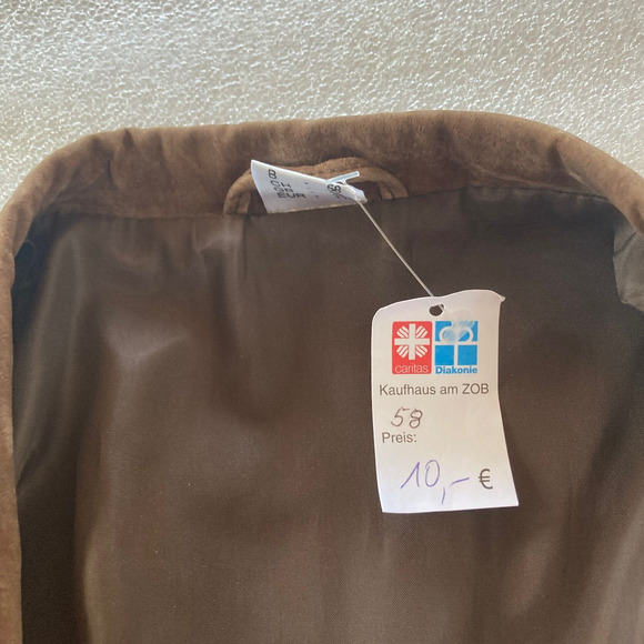 Mens Unisex Suede Genuine Leather Jacket Brown Vintage Western Embroidery 46 - Picture 9 of 10